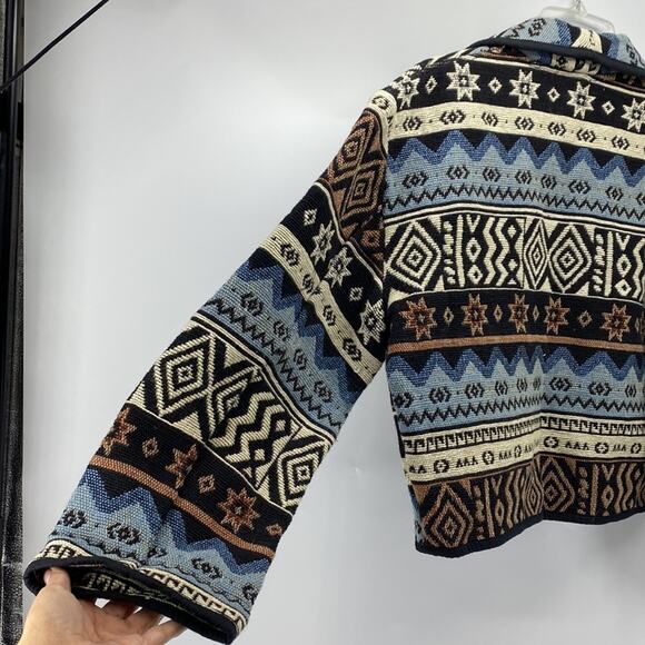 VINTAGE TAPESTRY BOLERO southwestern western Gypsy bohemian jacket sz M NFR - Picture 7 of 7